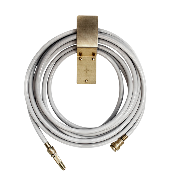 10m Hose with Brass Nozzle & Wall-mounted Hook - Ivory